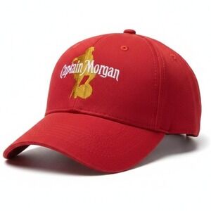 Captain Morgan‎ Red Baseball Hat Cap Gold Embroidered Logo Adjustable DS-1045